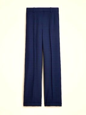 J. Crew cuffed wide-leg trouser in navy blue luster canvas
